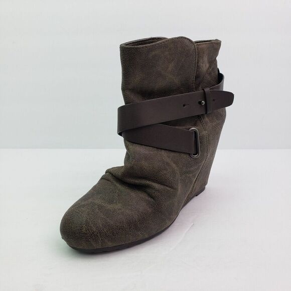 Aldo Womens Size 9 Gray Leather Fashion Hidden Wedge Zip Up Ankle Booties Shoes - Picture 2 of 12